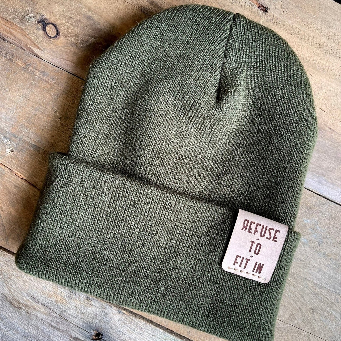 Custom Leather Patch Beanies