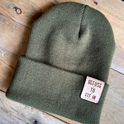 Custom Leather Patch Beanies
