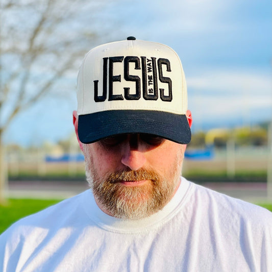 Jesus is the way black trucker hat.