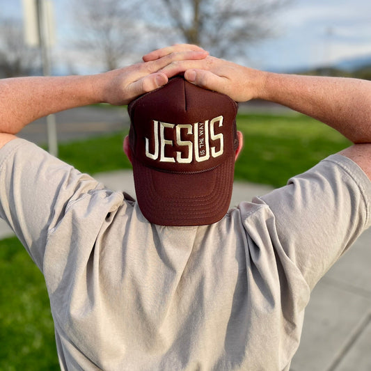 Jesus is the way Brown foam trucker hat