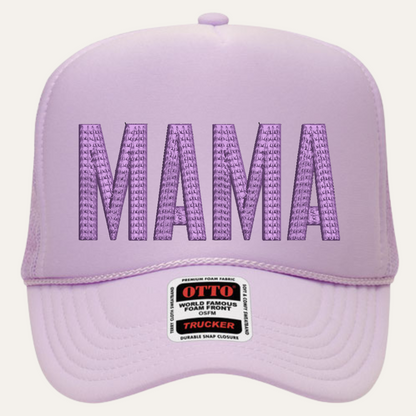 Lavendar Otto hat with Mama embroidered in Lavendar bold letters
