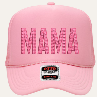 Pink Otto hat with Mama embroidered in pink bold letters