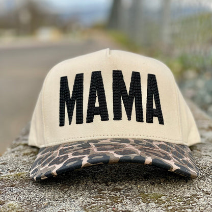 Mama Puff Embroidered hat with leopard print brim