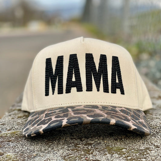 Mama Puff Embroidered hat with leopard print brim