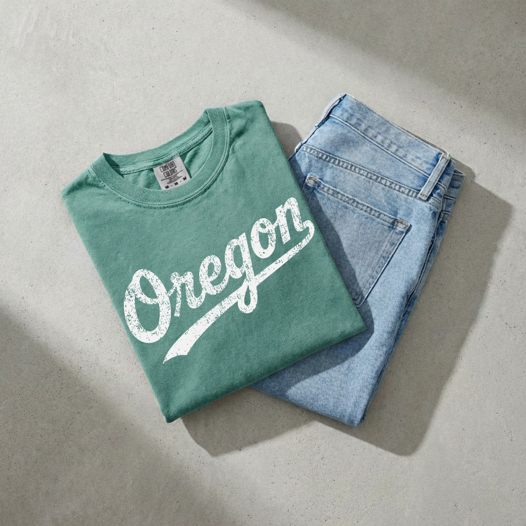 Vintage Oregon baseball t-shirt in green