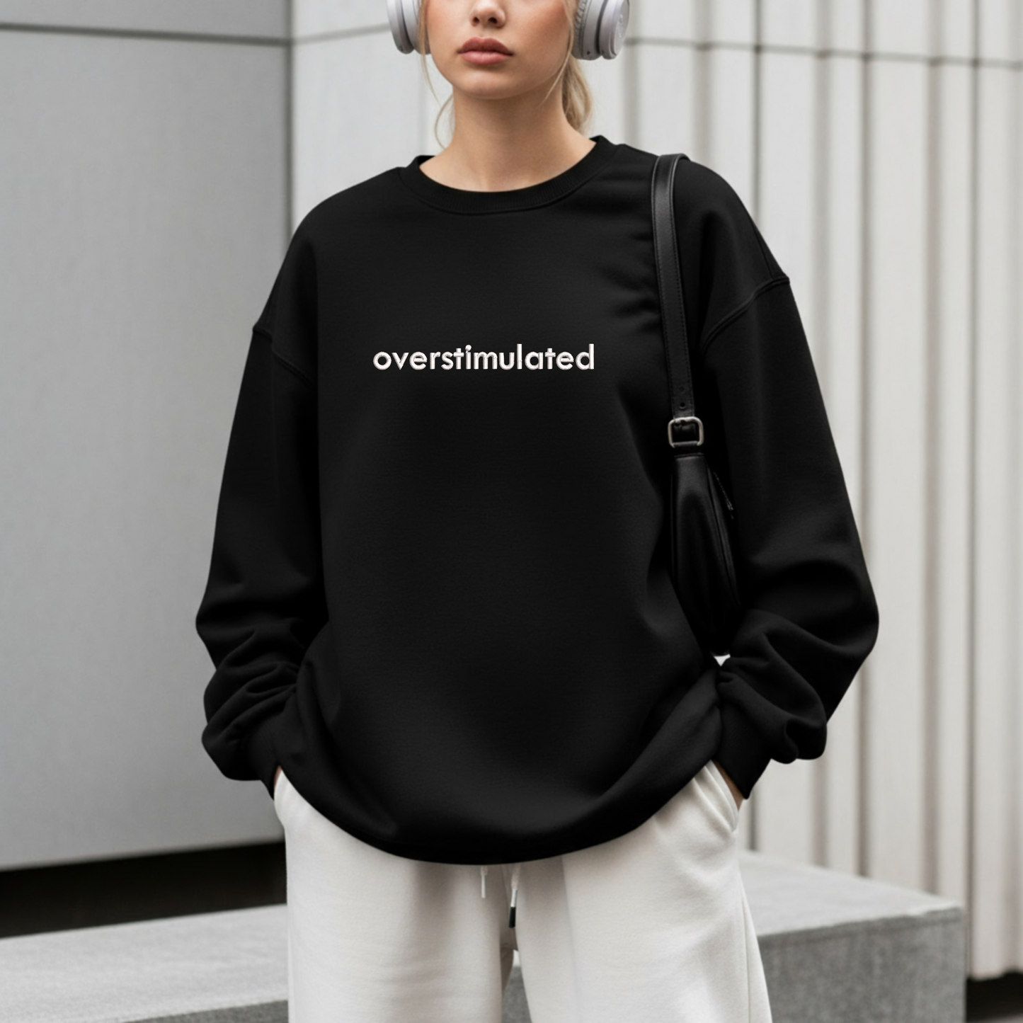 OVERSTIMULATED EMBROIDERED CREWNECK SWEATSHIRT