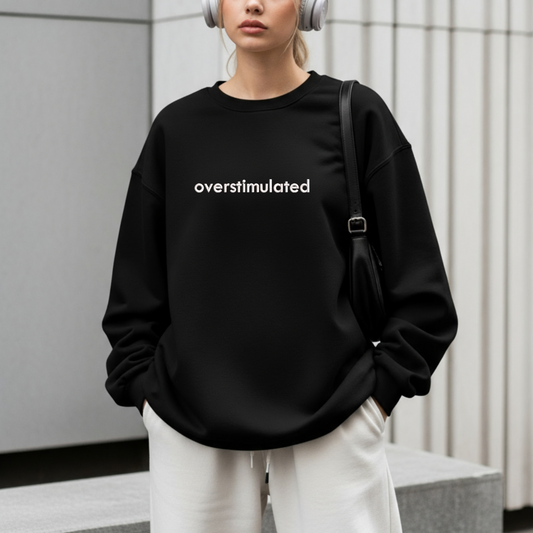 OVERSTIMULATED EMBROIDERED CREWNECK SWEATSHIRT
