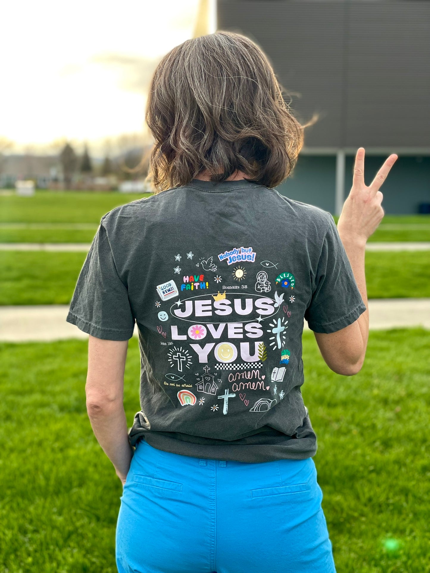 Jesus love you graphic tee on pepper comfort colors 