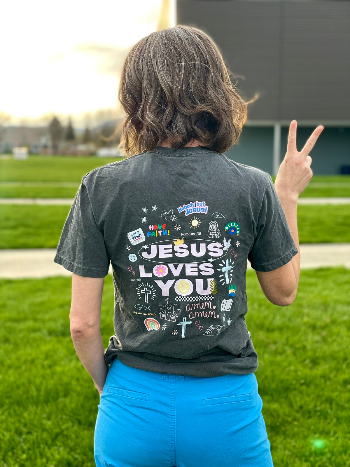Jesus love you graphic tee on pepper comfort colors 