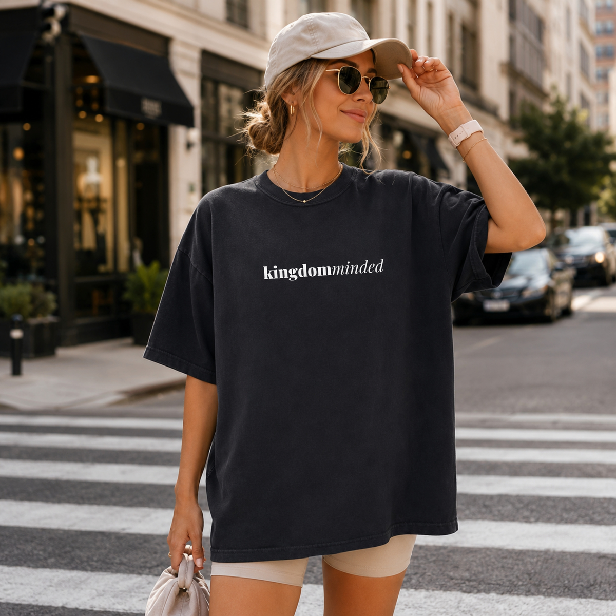 Black tee with kingdom minded on the front