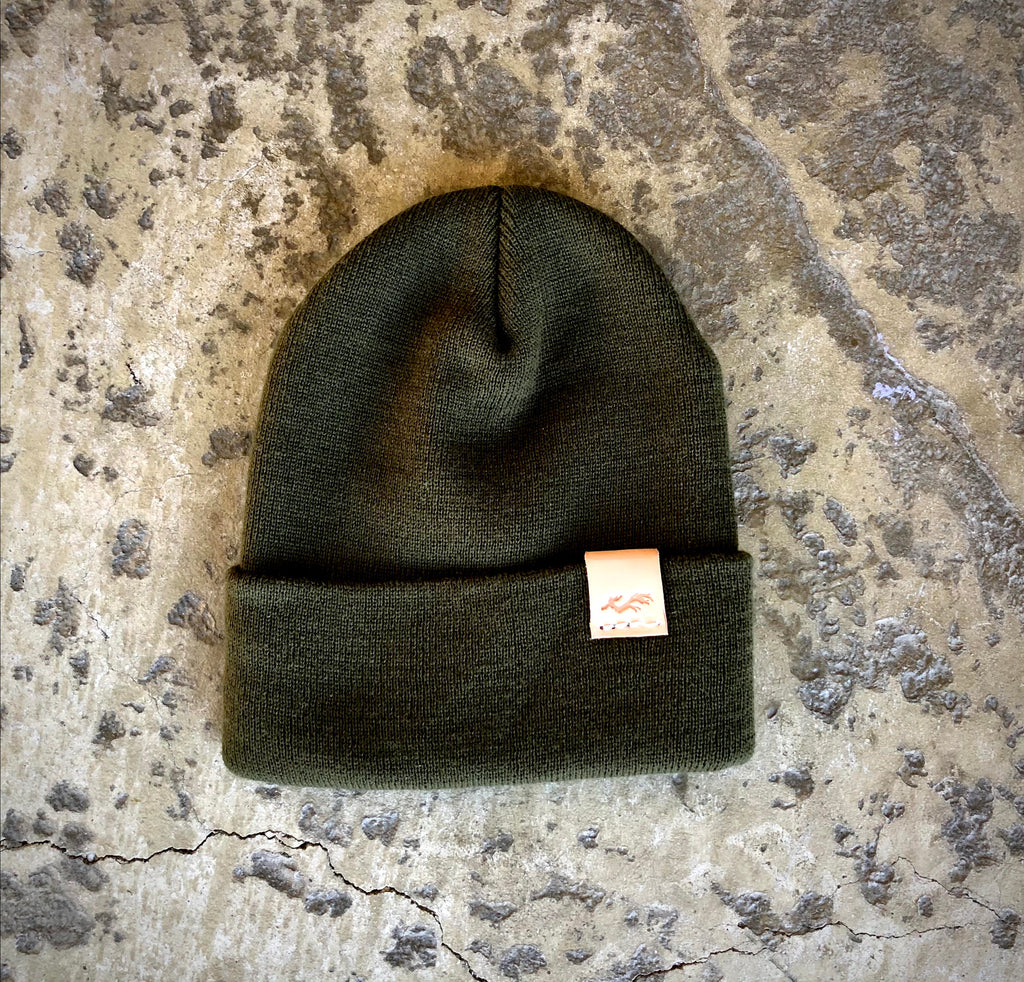 Custom Leather Patch Beanies Driftwood Leather Co.
